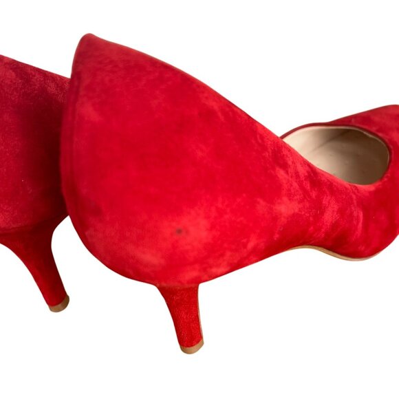 Alfani Jeules Red Faux Suede Pointed Toe Heels Womens Size 7 Medium - Picture 11 of 16